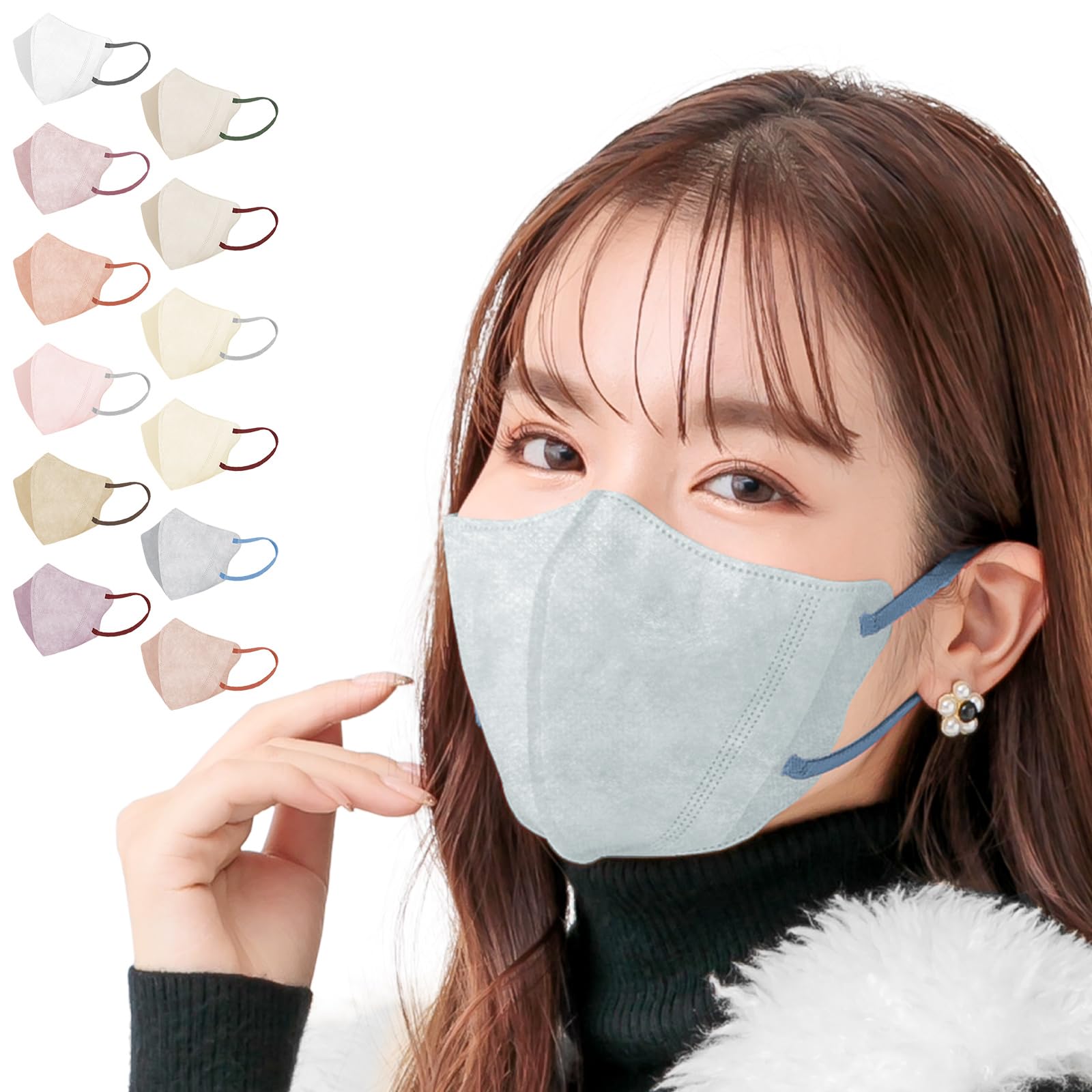 Amazon.co.jp: [雑貨の国のアリス] FANCYSHARP MASK 普通サイズ 小さめ 3D立体マスク 不織布 血色 バイカラー ...