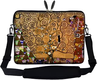 Meffort Inc 17 17.3 inch Neoprene Laptop Sleeve Bag Carrying Case with Hidden Handle and Adjustable Shoulder Strap - Klimt Tree of Life - coolthings.us