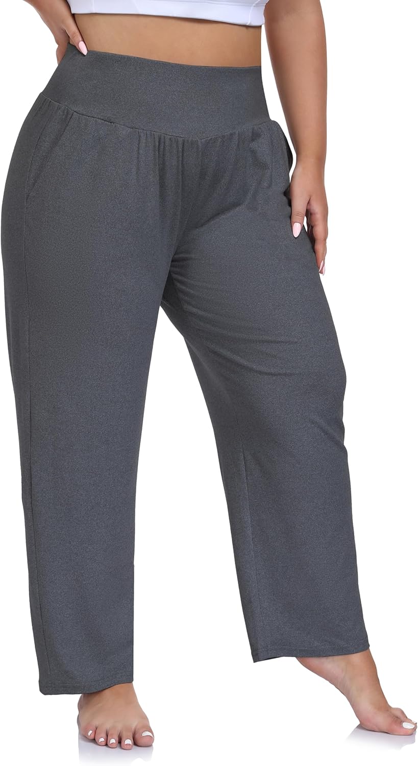 ZERDOCEAN Women's Plus Size High Waist Yoga Pants Casual Comfy Relaxed Loose Lounge Pants with Pockets - Image 4