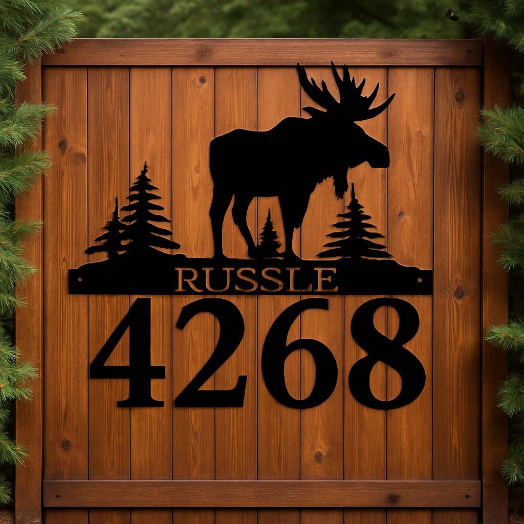 Personalized Moose Address Sign by Sea Biscuit Metal Designs