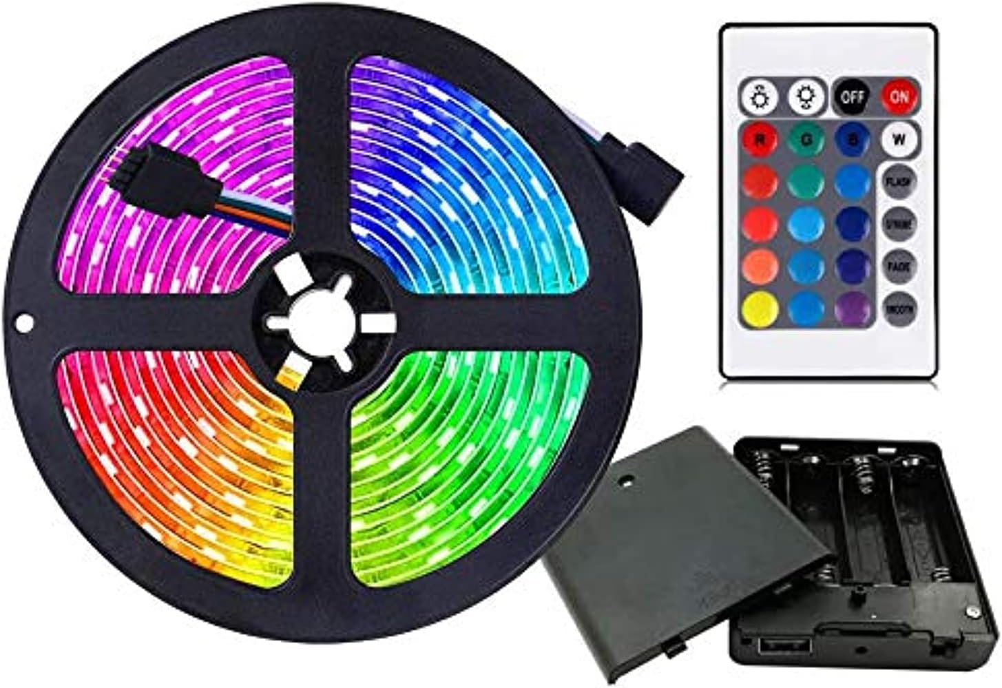 Battery Powered LED Strip Lights, 9.8ft 24-Keys Remote Controlled, DIY Indoor and Outdoor Decoration. (1)