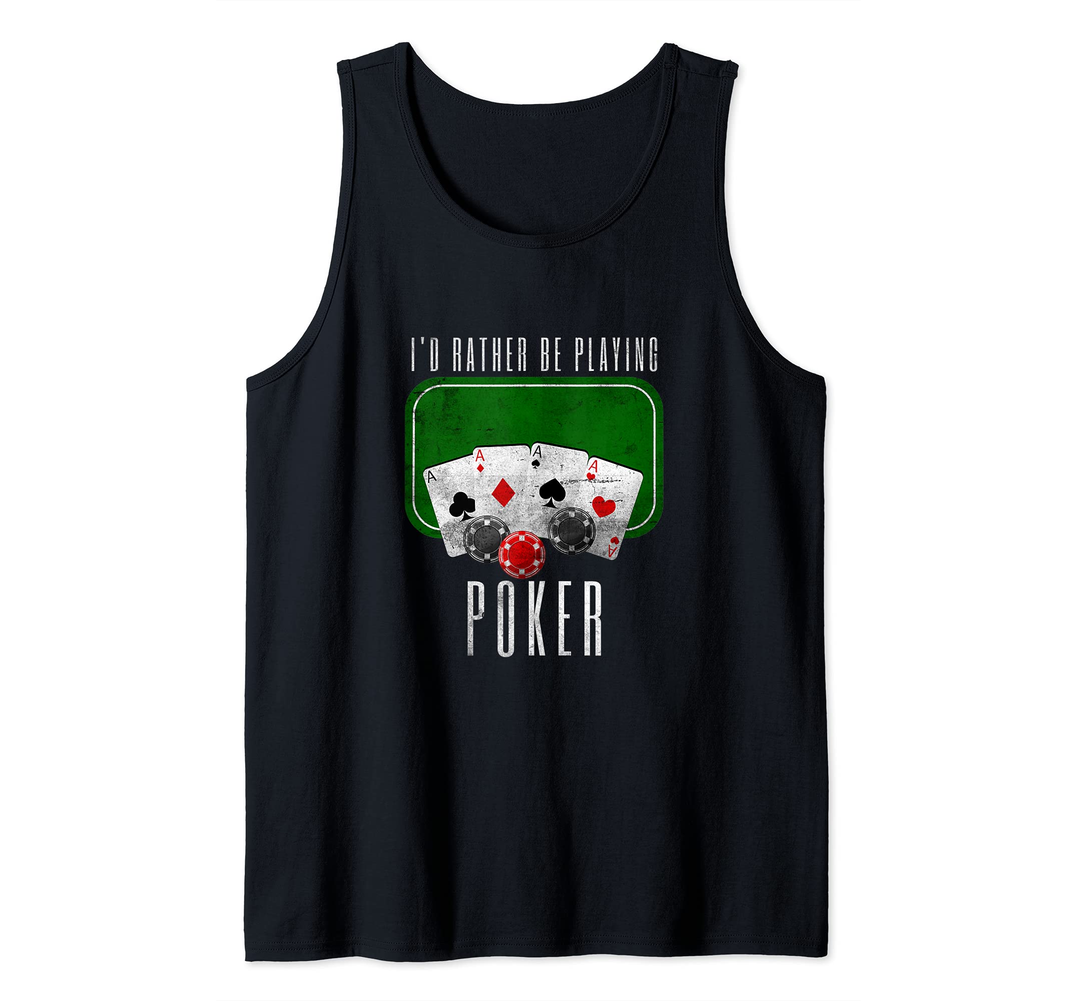 Mens I'd Rather Be Playing Poker Funny Card Game Poker Tank Top, Black