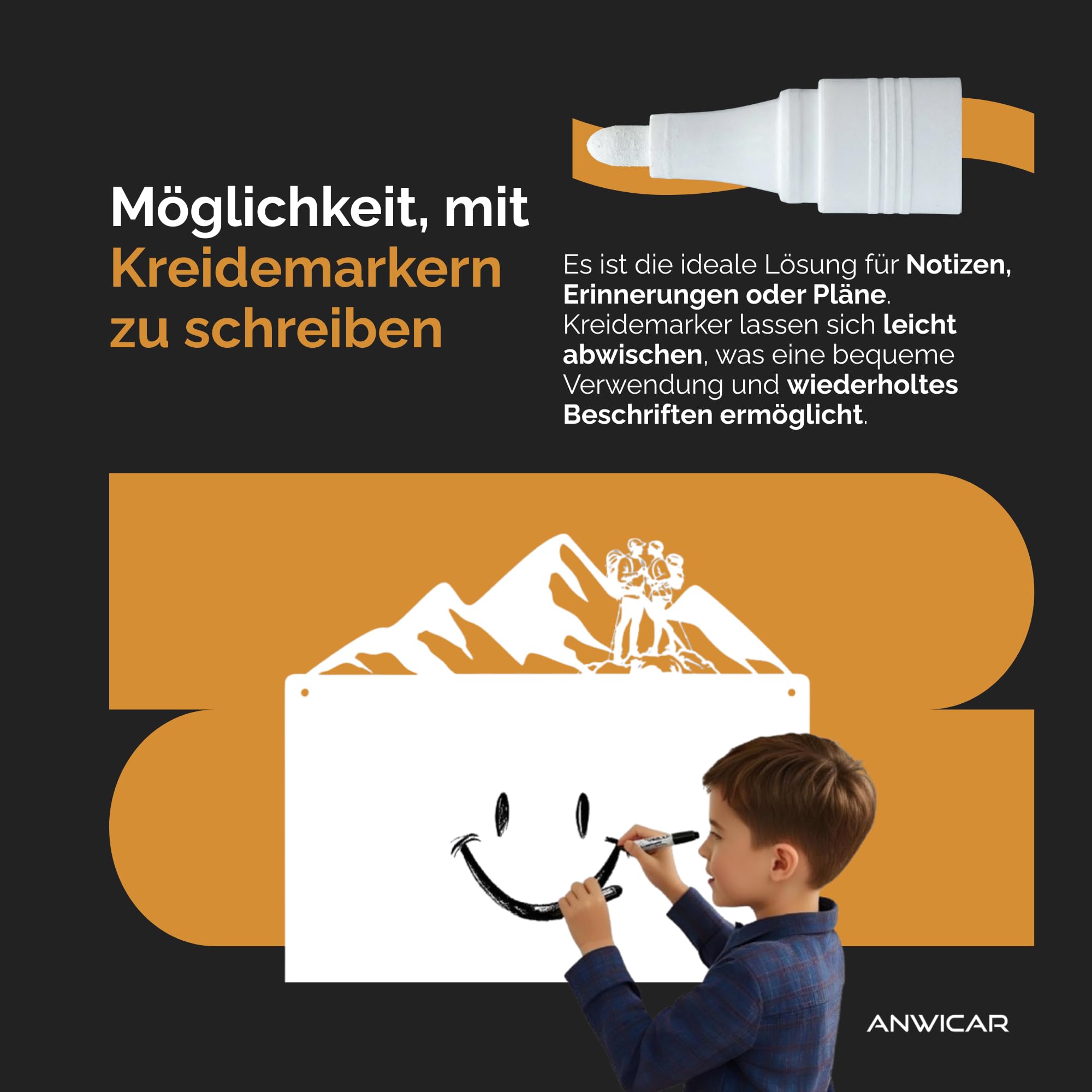 Magnettafel für Erinnerungen Schwarz 87x49 cm | Magnetisches Stahlboard für Magnete, Fotos und Notizen, Beschreibbar, Montageset inklusive