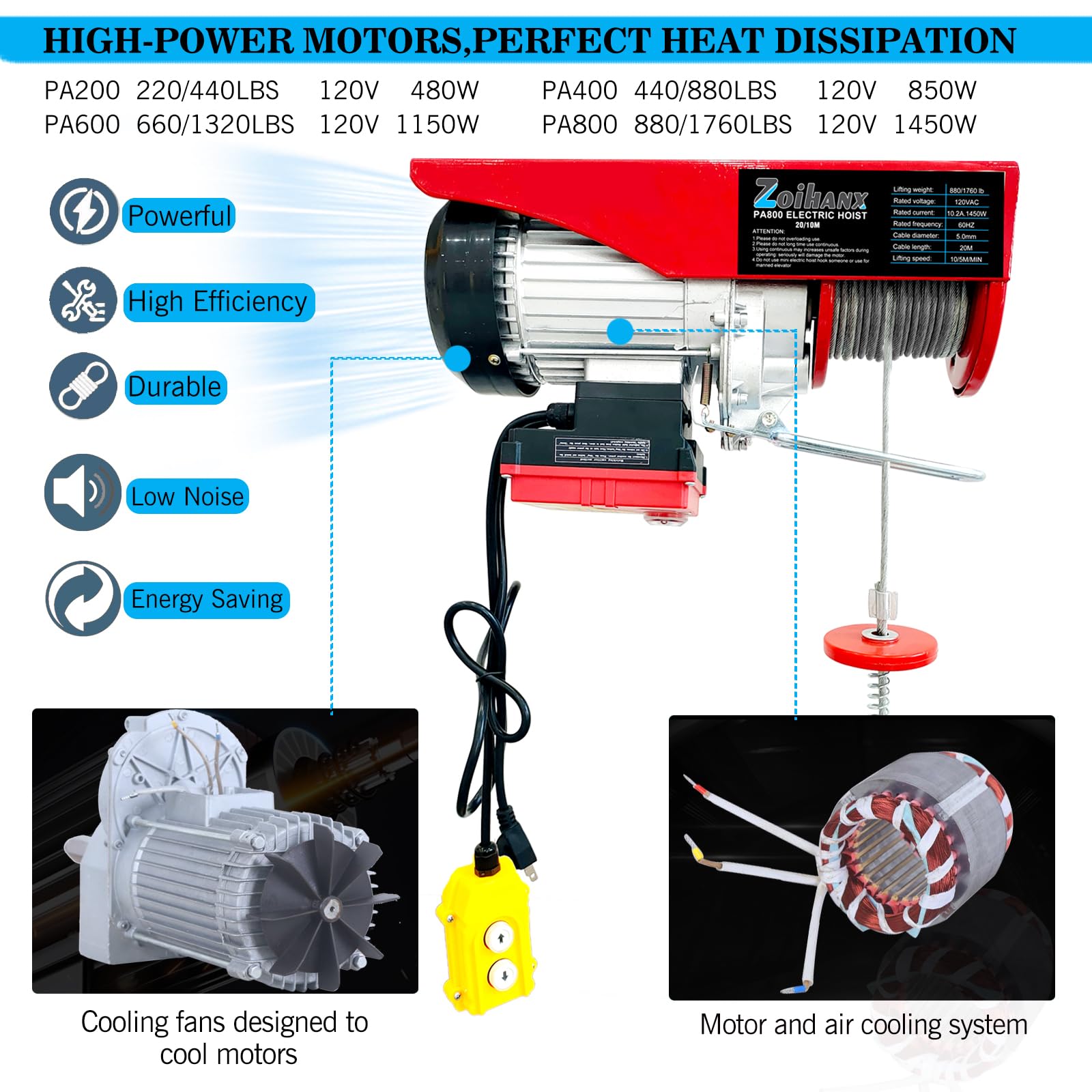 1760LBS Electric Hoist - Wireless & Wired Remote Control -9 1760LBS Electric Hoist - Wireless & Wired Remote Control -9