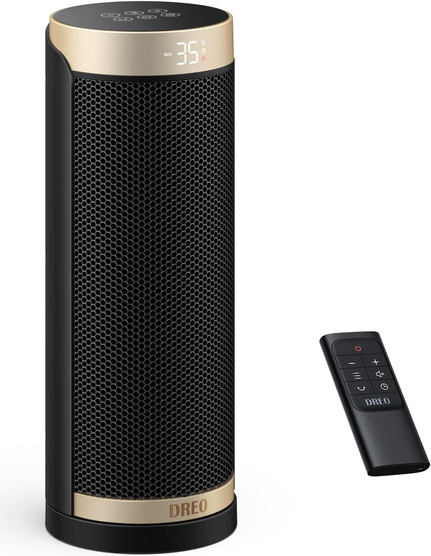 Dreo Solaris Slim H3 1800W Ceramic Electric Heater with Thermostat, Remote Control, Overheating and Tilt Protection, 1-12 Hour Timer, 70° Oscillating, Portable, Energy Saving ECO Mode