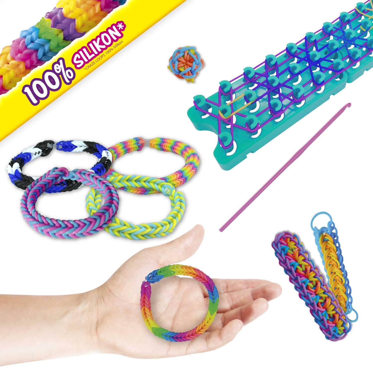 CRAZE Loops Krośno do Wiązania Kolorowych Gumek, Zestaw do Robienia Bransoletek i Prac Manualnych, Tablica do Loom Bands