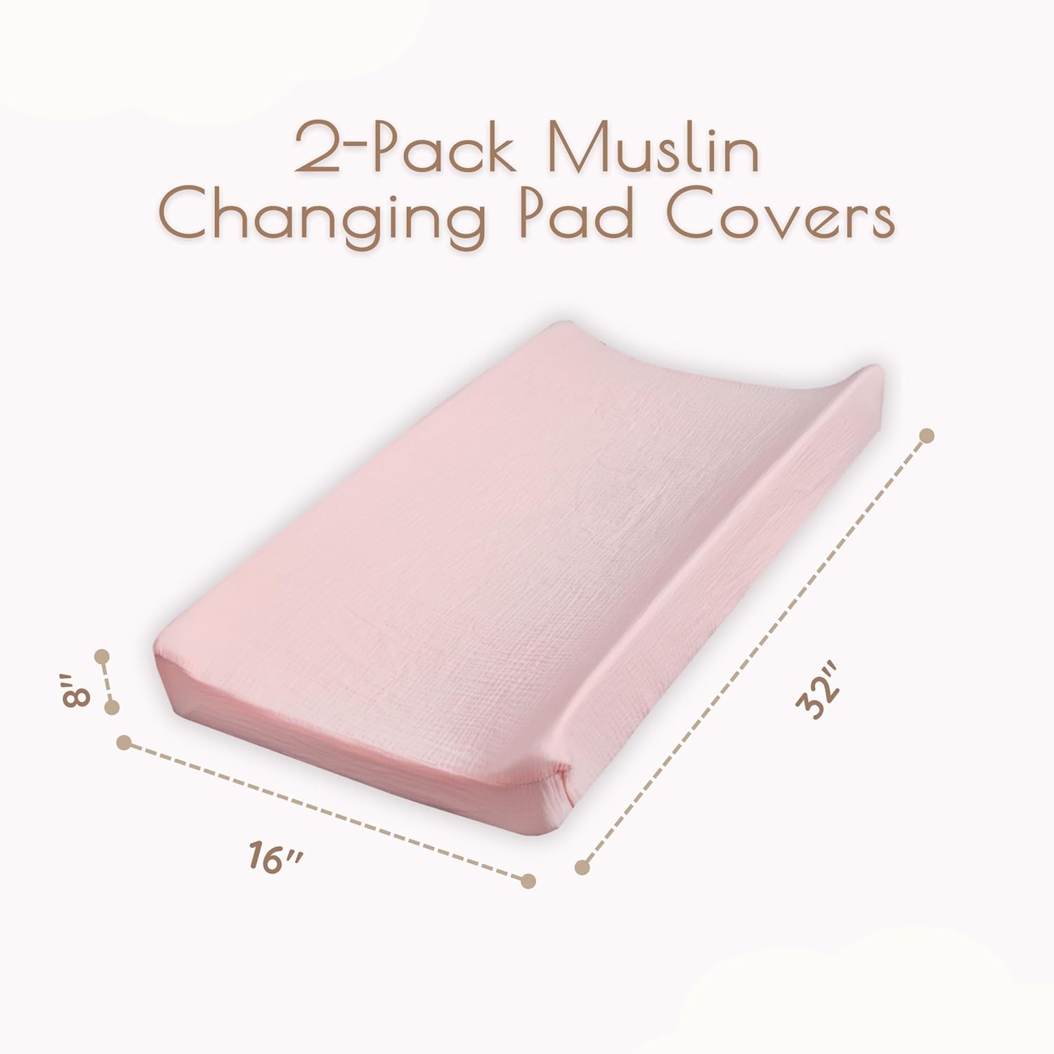 Baby Changing Pad Covers Girl, 2-Pack Changing Table Sheets, Cotton Muslin Changing Pad Covers, 32"x16" x 8" Diaper Changing Pad Cover Girl, Oeko-TEX Certified (Floral Pink Changing Pad Cover)