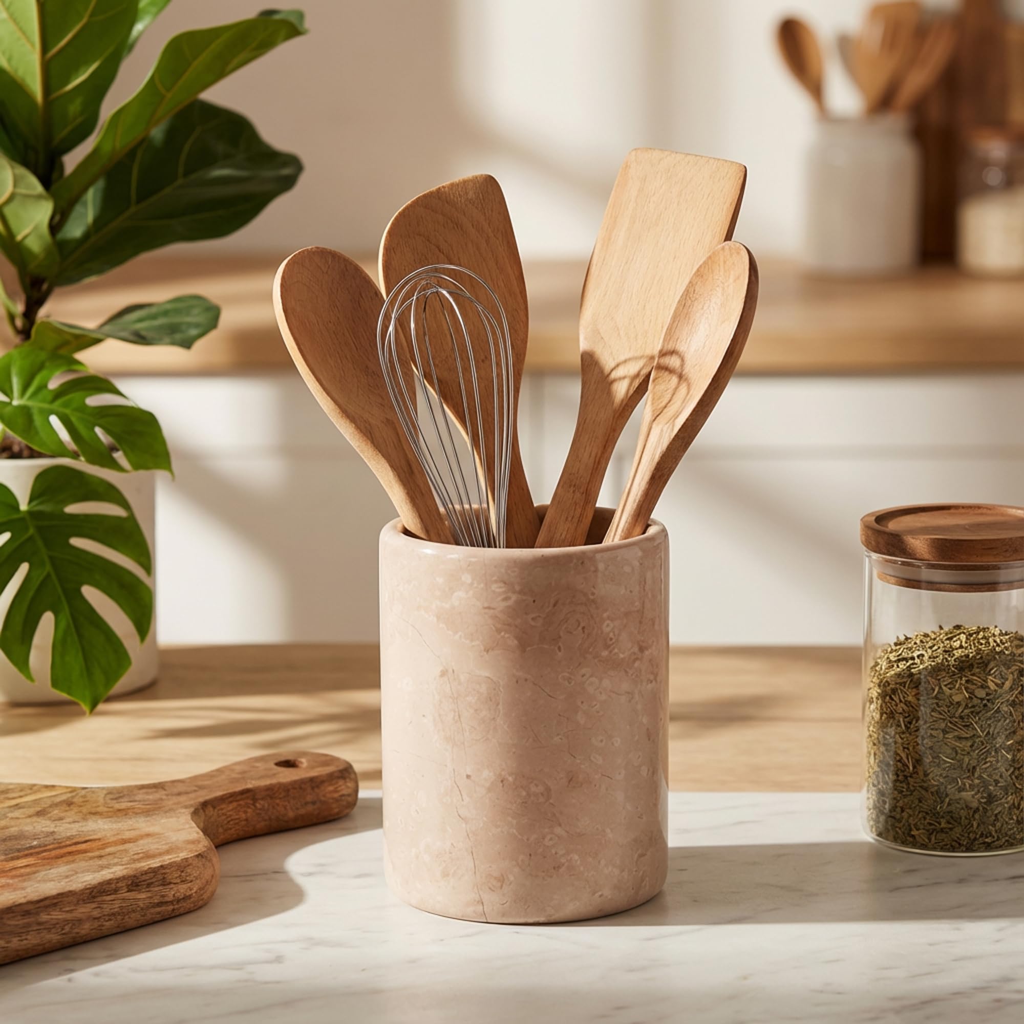 à ustensiles en marbre Radicaln 6,5 pouces Support à ustensiles de cuisine fait main Verona - à spatule pour ensemble d'ustensiles de cuisine, organisateur de comptoir d'ustensiles