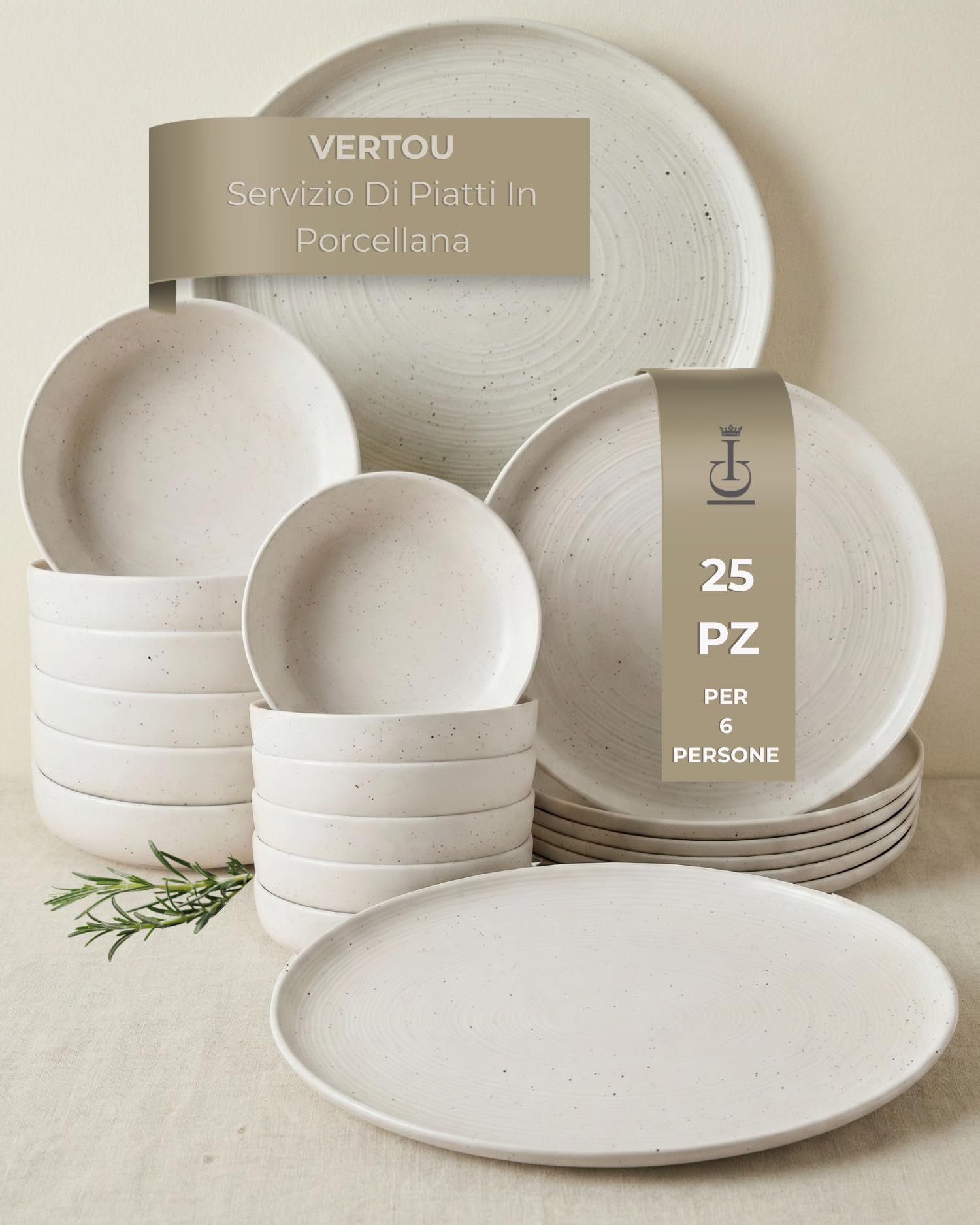 BRICARD Vertou Servizio Piatti 25 Pezzi Bianco Opaco - Set Piatti 6 Persone In Piatti Porcellana - Piatti Moderni E Piatti Colorati Piani E Fondi - Set Piatti Per Microonde E Lavastoviglie