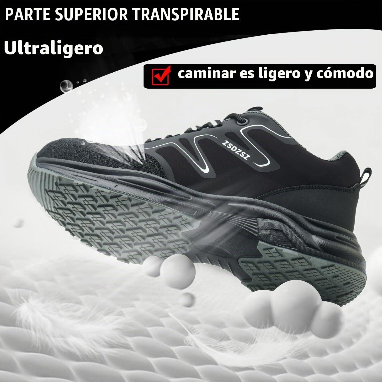 Zapatos de Seguridad para Hombre Mujer Zapatillas Trabajo con Punta de Acero Ligeros Transpirable Calzado de Seguridad Antideslizantes Comodo Zapatos de Trabajo
