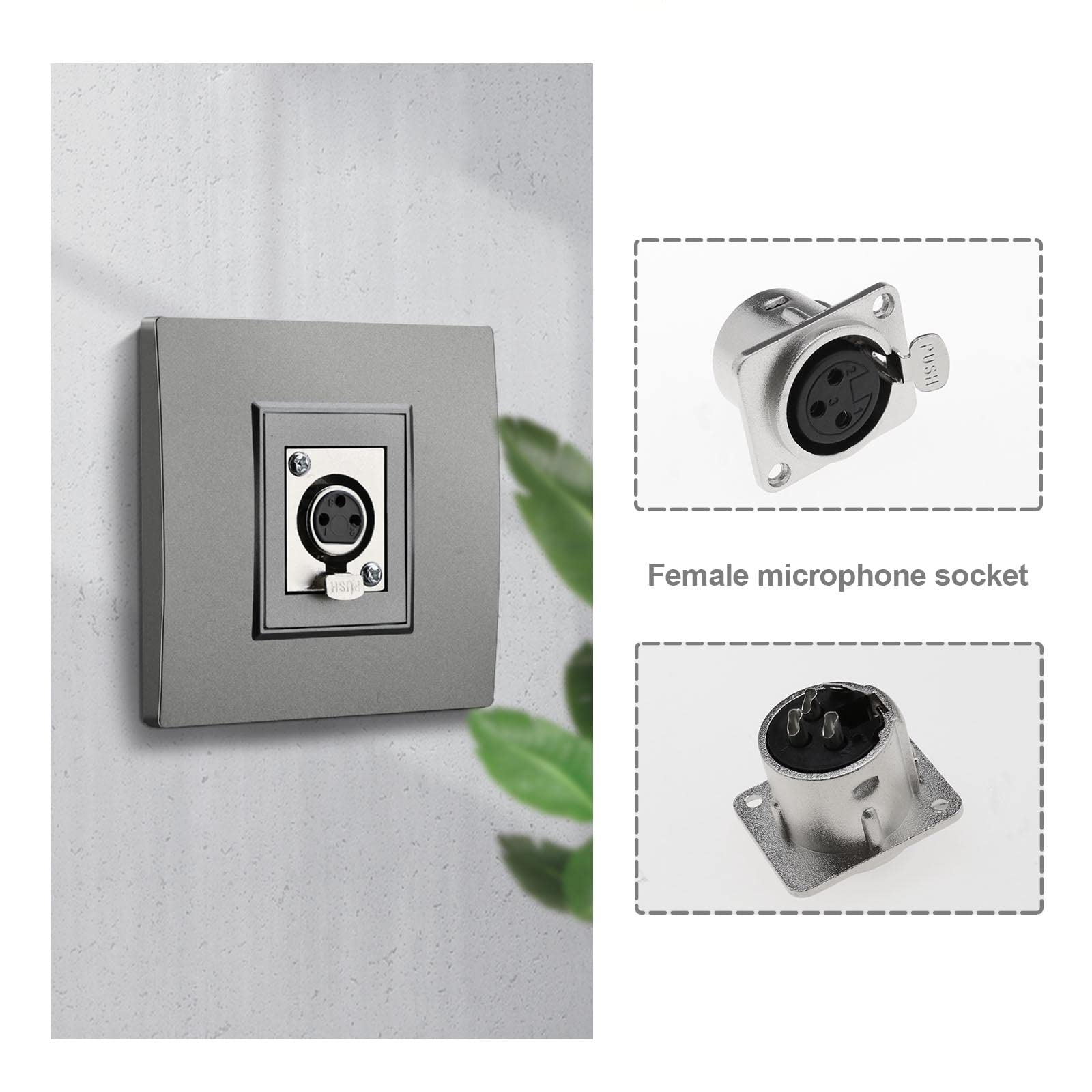 Create idea 5Pcs XLR 3-Pin femmina Presa Adattatore Audio Connettore Metallo XLR 3-Pin Femmina Presa Femminile Connettore Adattatore per Microfono Strumenti Musicali