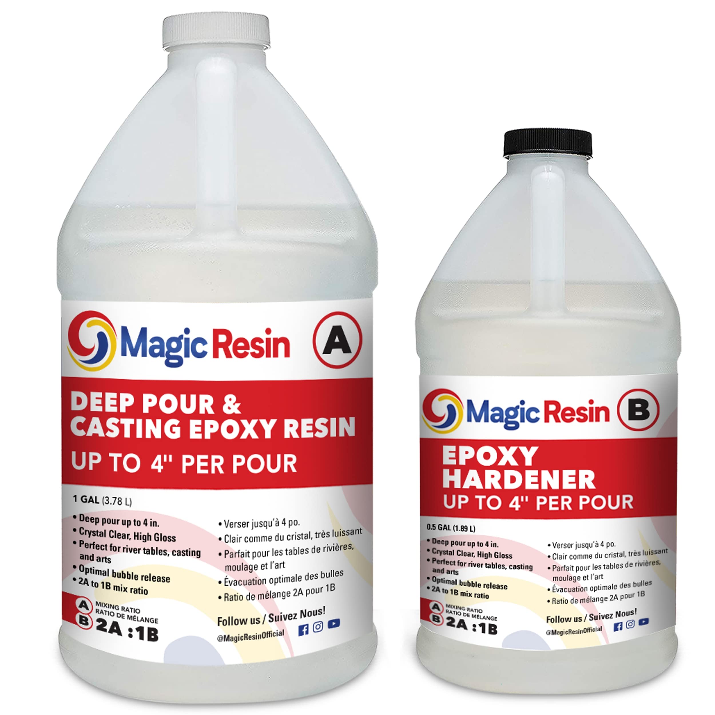 Magic Resin | 1.5 Gallon (11.4 L) | 4'' DEEP Pour, Casting & Art Epoxy Resin Kit | Low VOC & Low Odor | Crystal Clear and High Gloss | for River Tables, Deep Pour, Casting, Molding