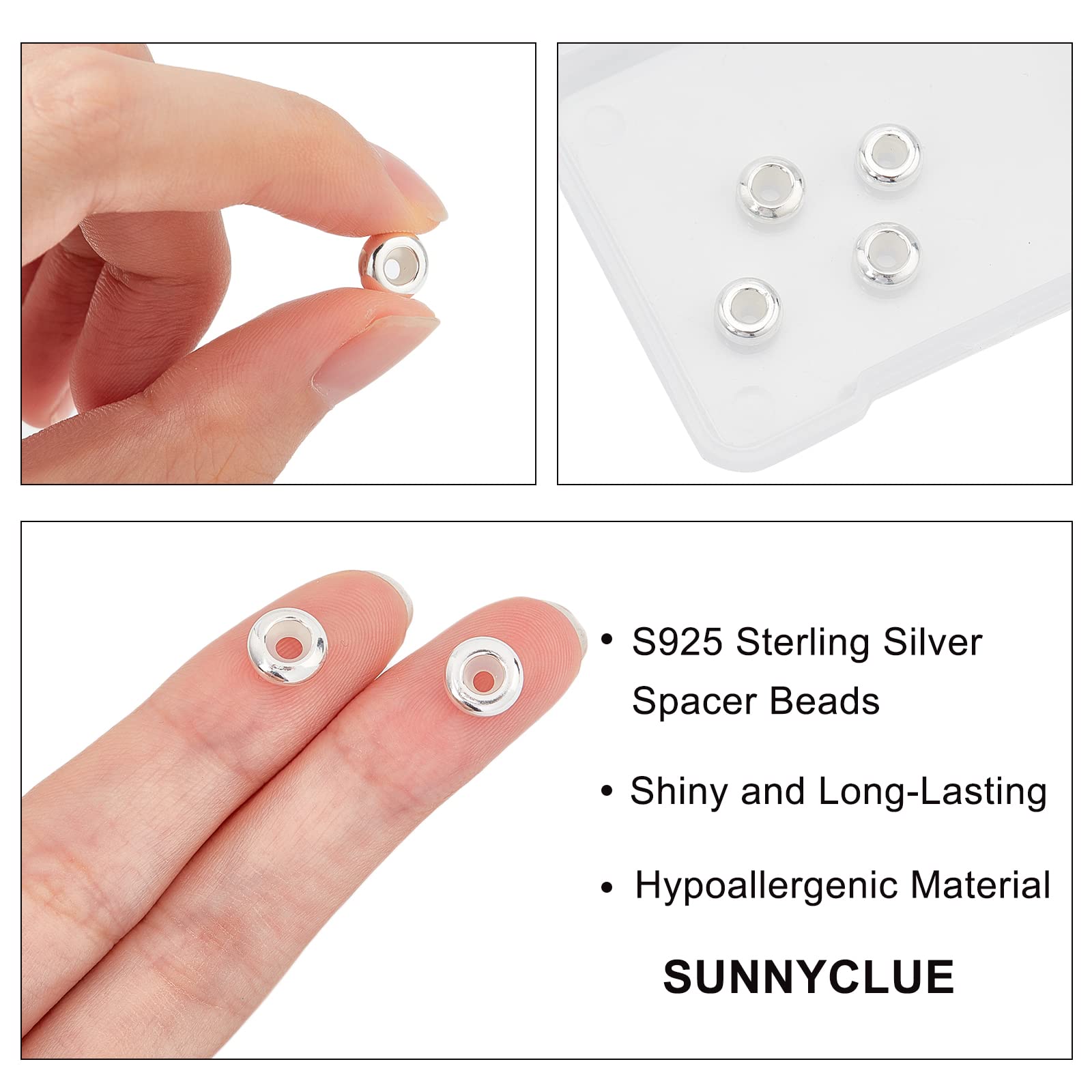 SUNNYCLUE 1 scatola 100 pezzi Cauzione per Tappi per Perline Barre per Ciondoli per Tappi per Perline 304 tappi per Perline In Acciaio Inossidabile Tappi per Barre Da 8 mm Tappi per