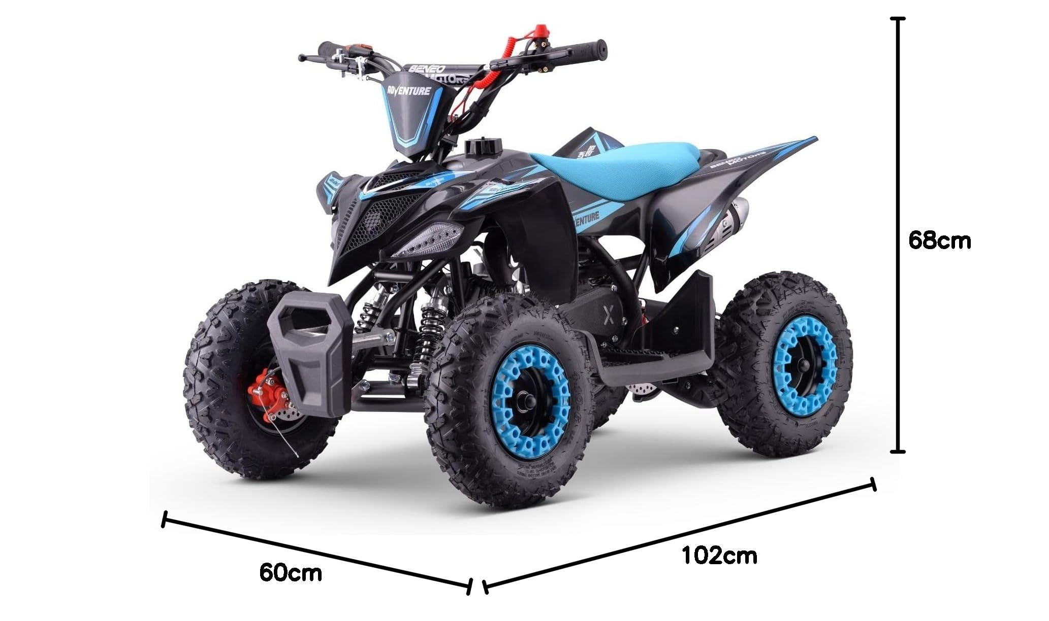 MINIQUAD Benzina 49CC per bambini, RATTE-R6-BN, Blu, Bambini da 4 a 10 anni