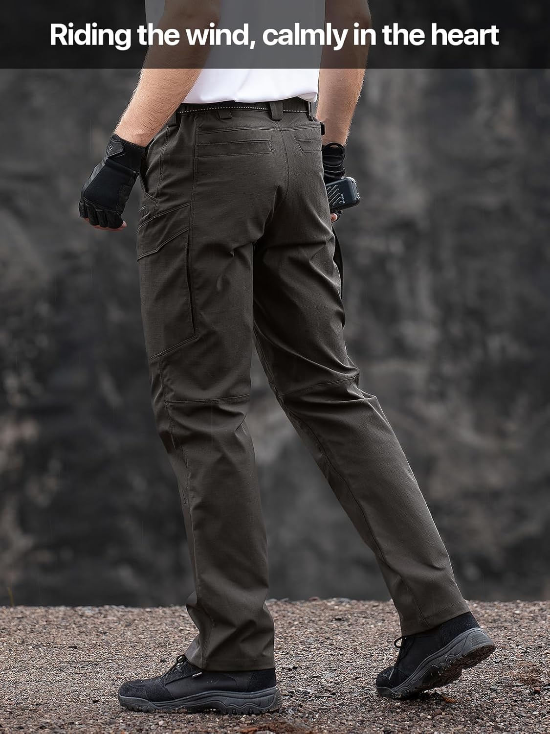 Men's Water Resistant Pants Relaxed Fit Tactical Cargo Work Pants with Multi Pocket - Image 3