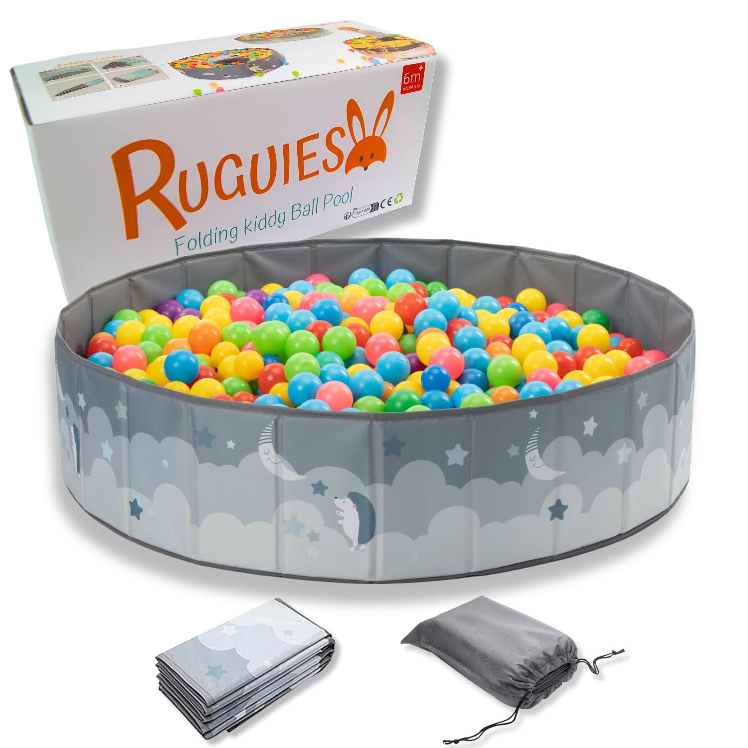 Piscina de Bolas para Niños- Parque de Bolas Infantil-Piscina Bolas Redonda para Bebés-Plegable y Portátil-Cubo Juguetes Interior y Exterior- (Bolas no Incluidas) (Sky, 80x26cm)