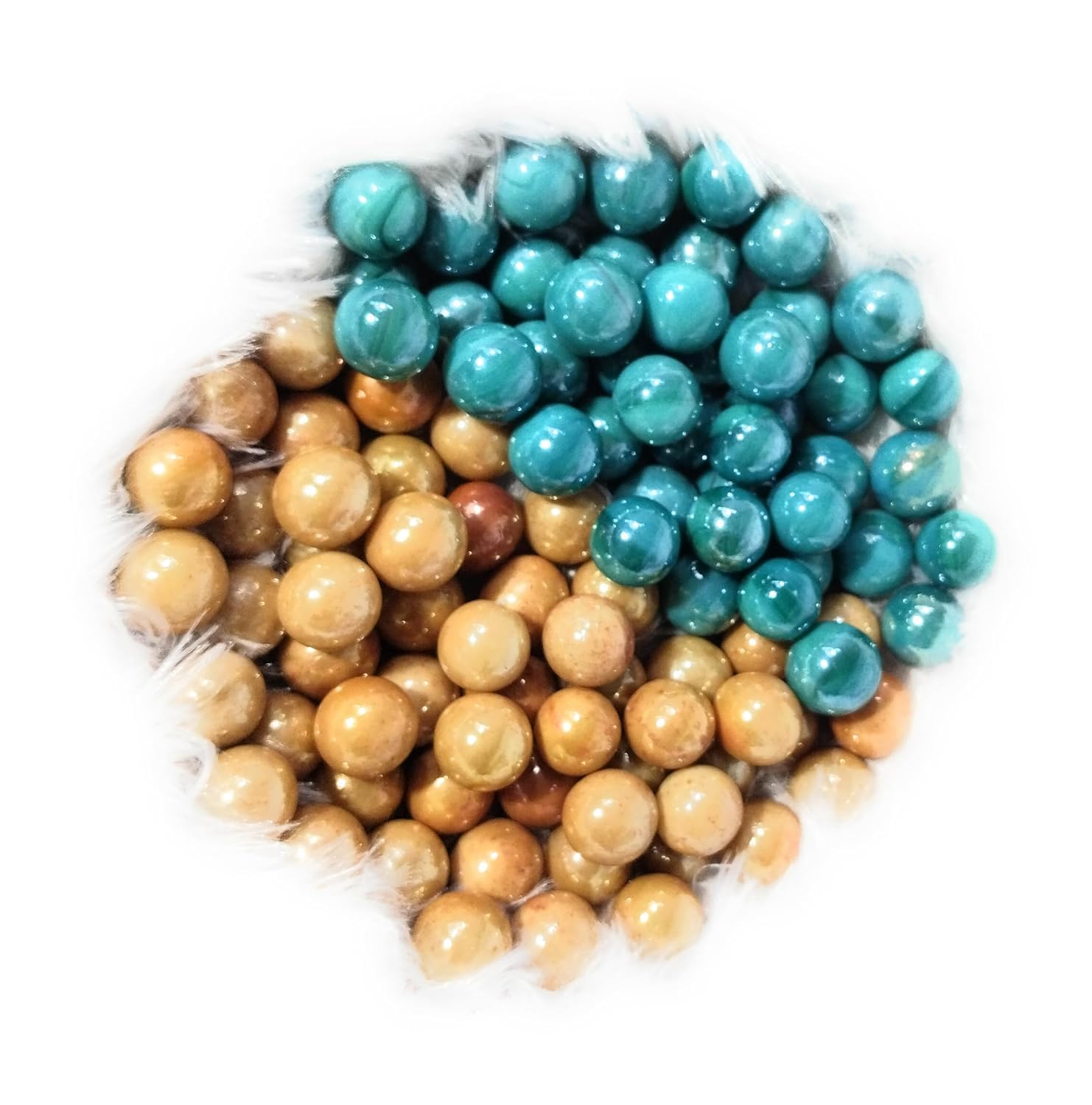 JAGMOOLYA Products Decorative (50 Sea Blue + 50 Golden) Glass Marble Kanche Pebbles for Decoration&Kids Playing Kanche Glass Marbles-image-43