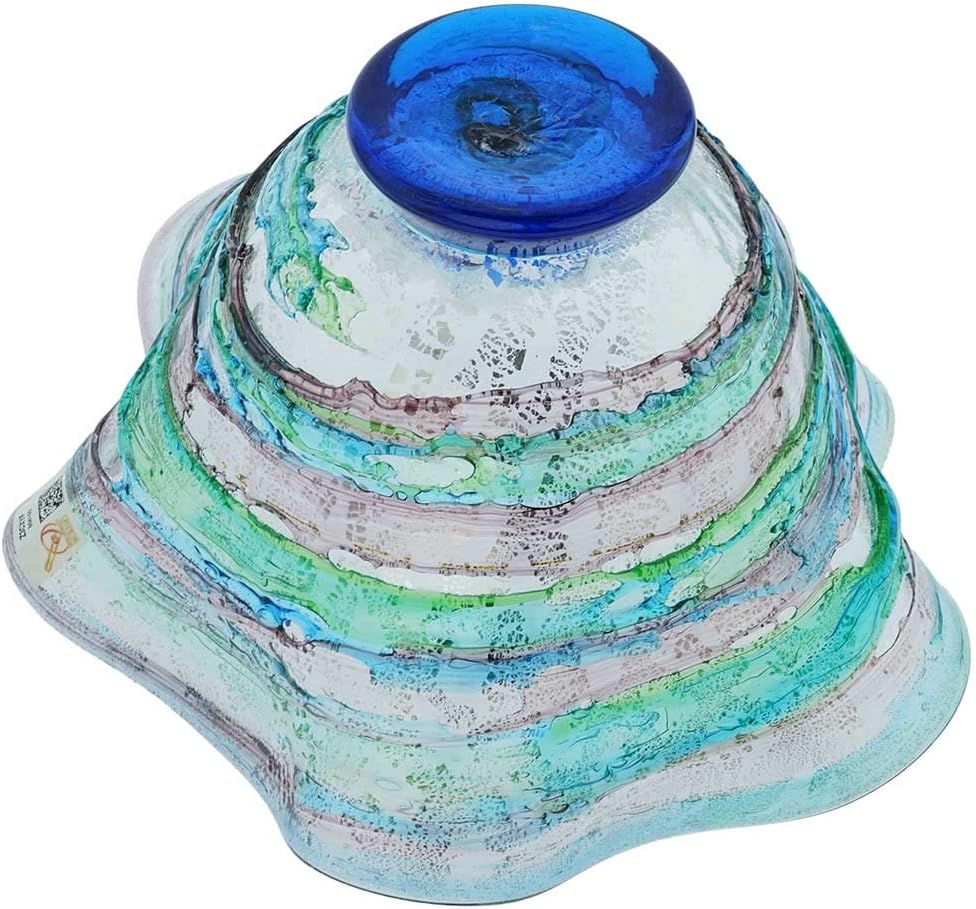 Glass Of Venice Murano Glass Sbruffo Fazzoletto Bowl - Green Aqua Purple