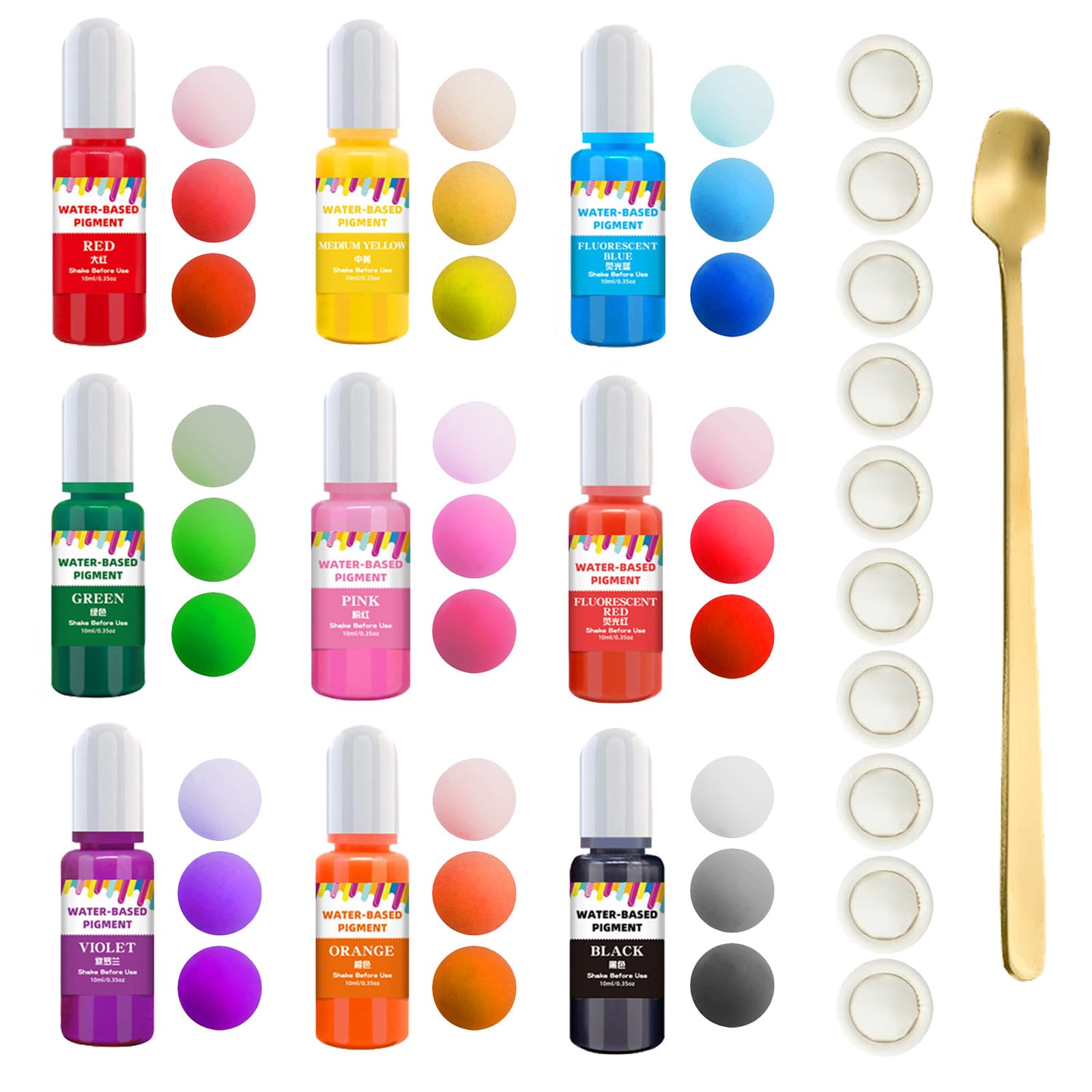 Caelura Farbe für Gießpulver, 9 Farben Gießpulver Farbe, Farbpigmente Gießpulver Set für Beton Gips, Hochkonzentrierte Farbpigmente für Modellbau, Betonfarbe Pulver Gipsfarbe 10ML