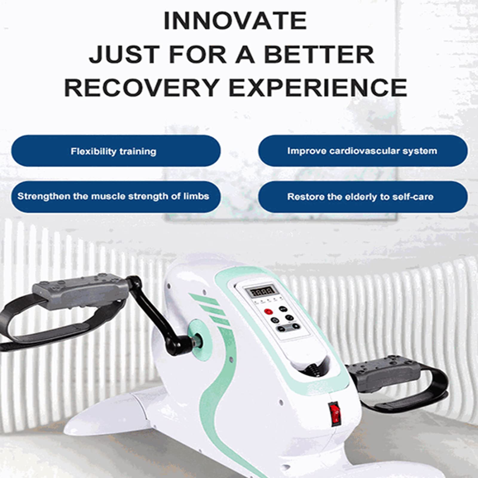 Przenośny Pedałowy Elektryczny Pedałowy Elektryczny Rehabilitacyjny Sprzęt, Domowy Trener Nóg Dla Osób Starszych, Rower Rehabilitacyjny Do Udaru Mózgu, Bieżnia Fitnessowa Do Ćwiczeń Multi-Fu