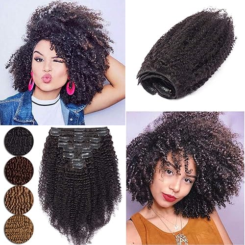 Hairro Extensiones de cabello humano rizado afro rizado con clip para mujeres afroamericanas cabello virgen brasileño rizado para mujeres negras