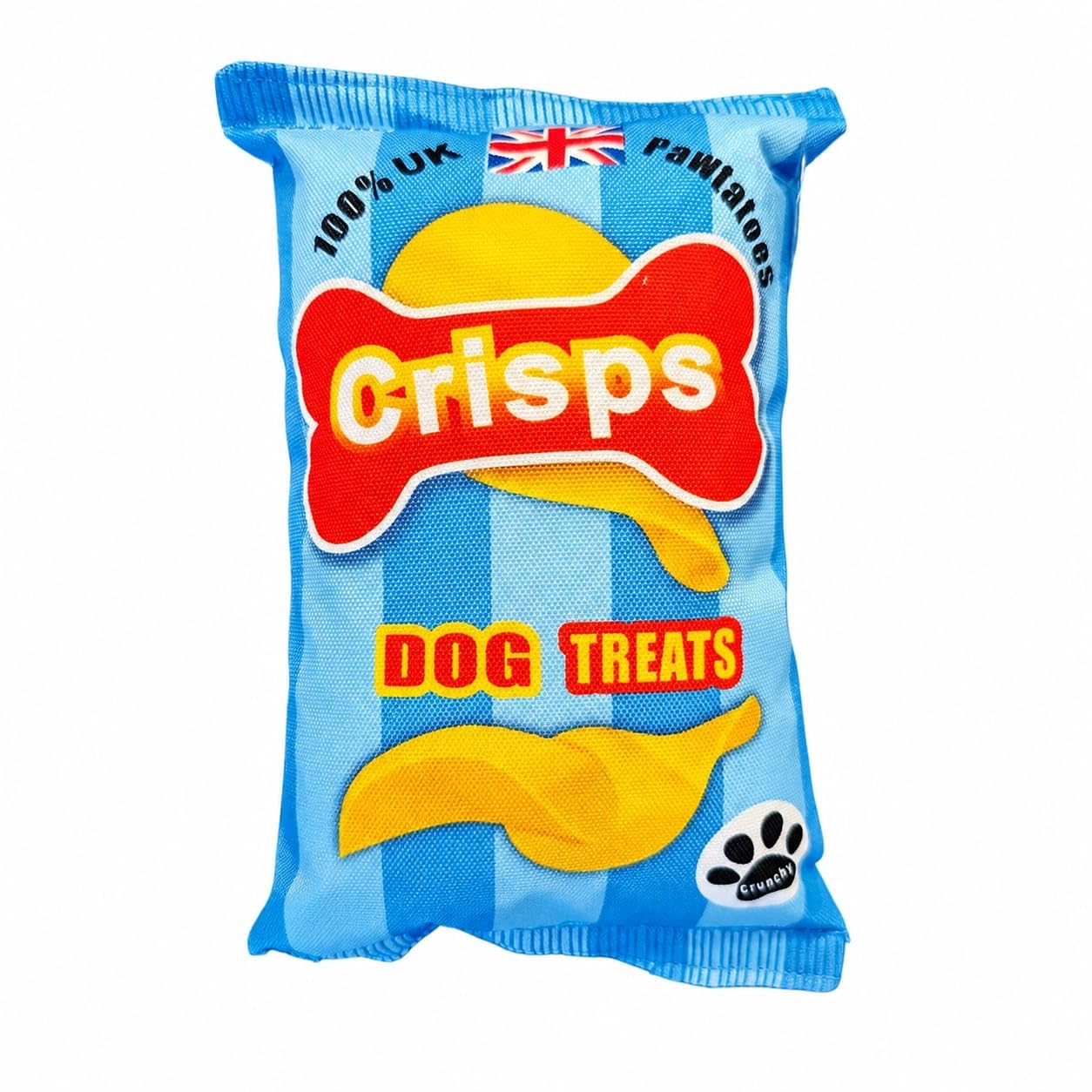 Crinkly Crisps Dog Toy – Squeaky Plush Dog Toy with Crinkle Material, Novelty Crisp Packet Dog Toy for Interactive Play, Soft Chew & Fetch Toy for Dogs - Blue