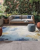 Vista 1 de Outdoor Rug Carpet Waterproof 5x8 ft Area Rug, Abstract Painting Large Floor Mat for Patio Balcony Living Room Backyard Picnic Beach RV Camping Rug