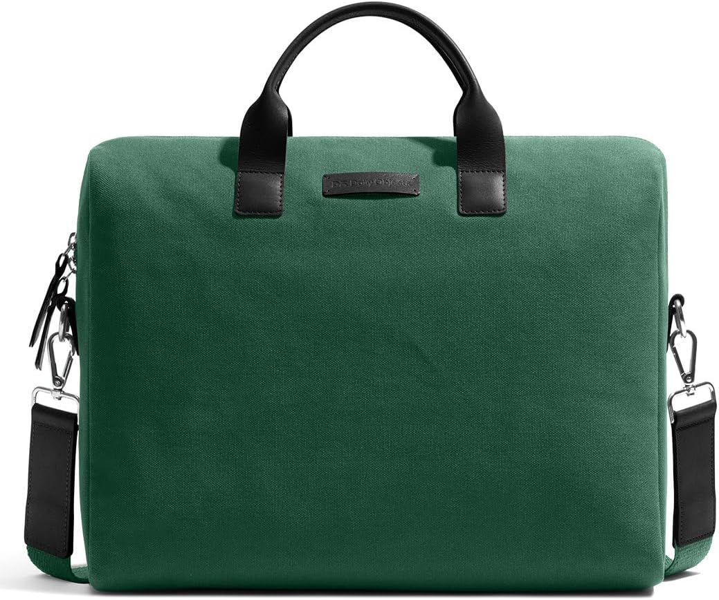 DailyObjects City Compact Fleet Canvas Large Size Laptop Messenger Bag for Men & Women | Sturdy Leather Handles | Side Shoulder Bag With Zip Closure | Compatible with MacBook/Laptops upto 14″