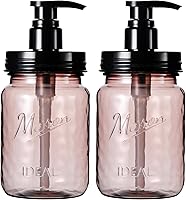 Amolliar Vintage Rose 16oz Plastic Soap Dispenser (2 Pack) - Refillable Hand Dish Soap Pump for Farmhouse Kitchen Bathroom, BPA-Free with Extra Pumps & Labels
