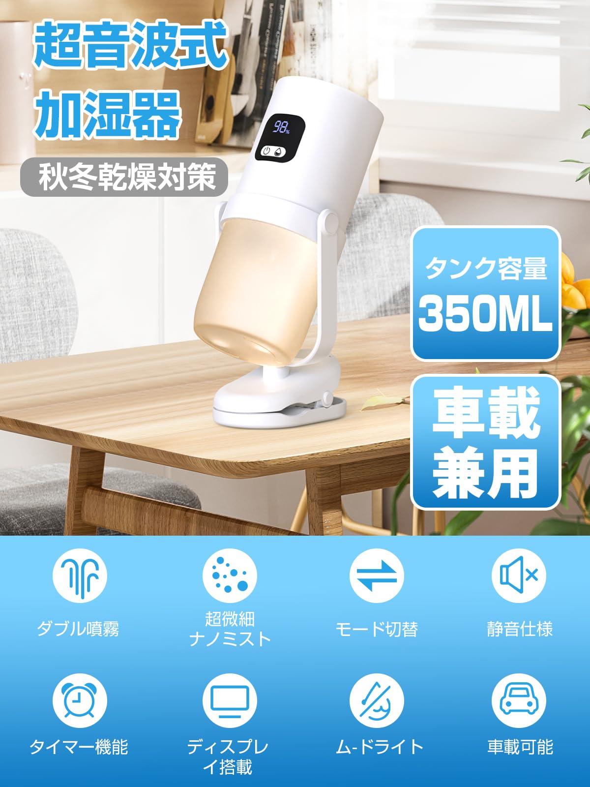 Amazon.co.jp: 加湿器 小型 卓上 超音波加湿器【2025新登場&デジタル残