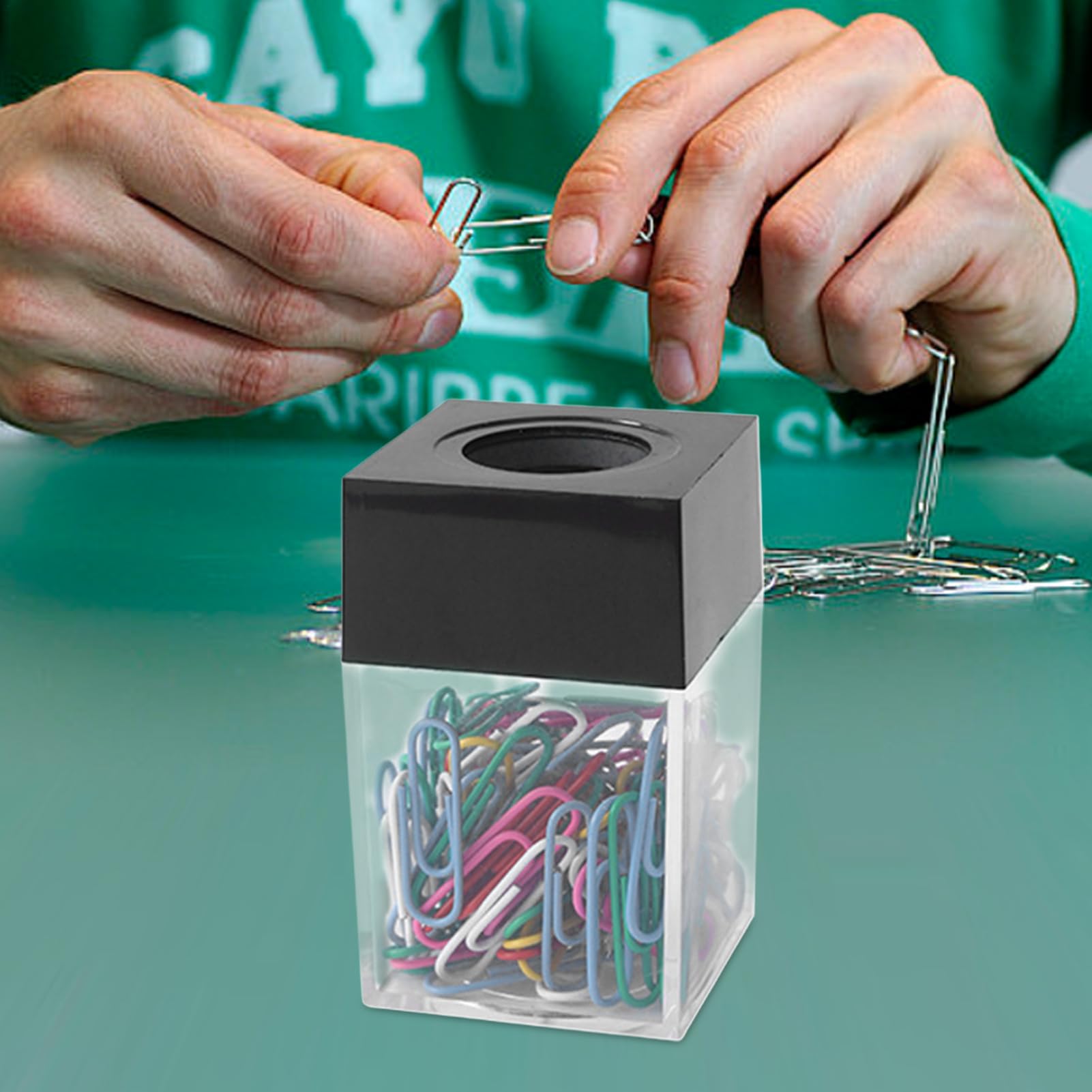 Paper Clip Dispenser – Magnetic Clip Storage Box, Desk Organizer | Transparent Paper Clips Holder, Convenient Desktop Organizer For Office Supplies, Clutter-