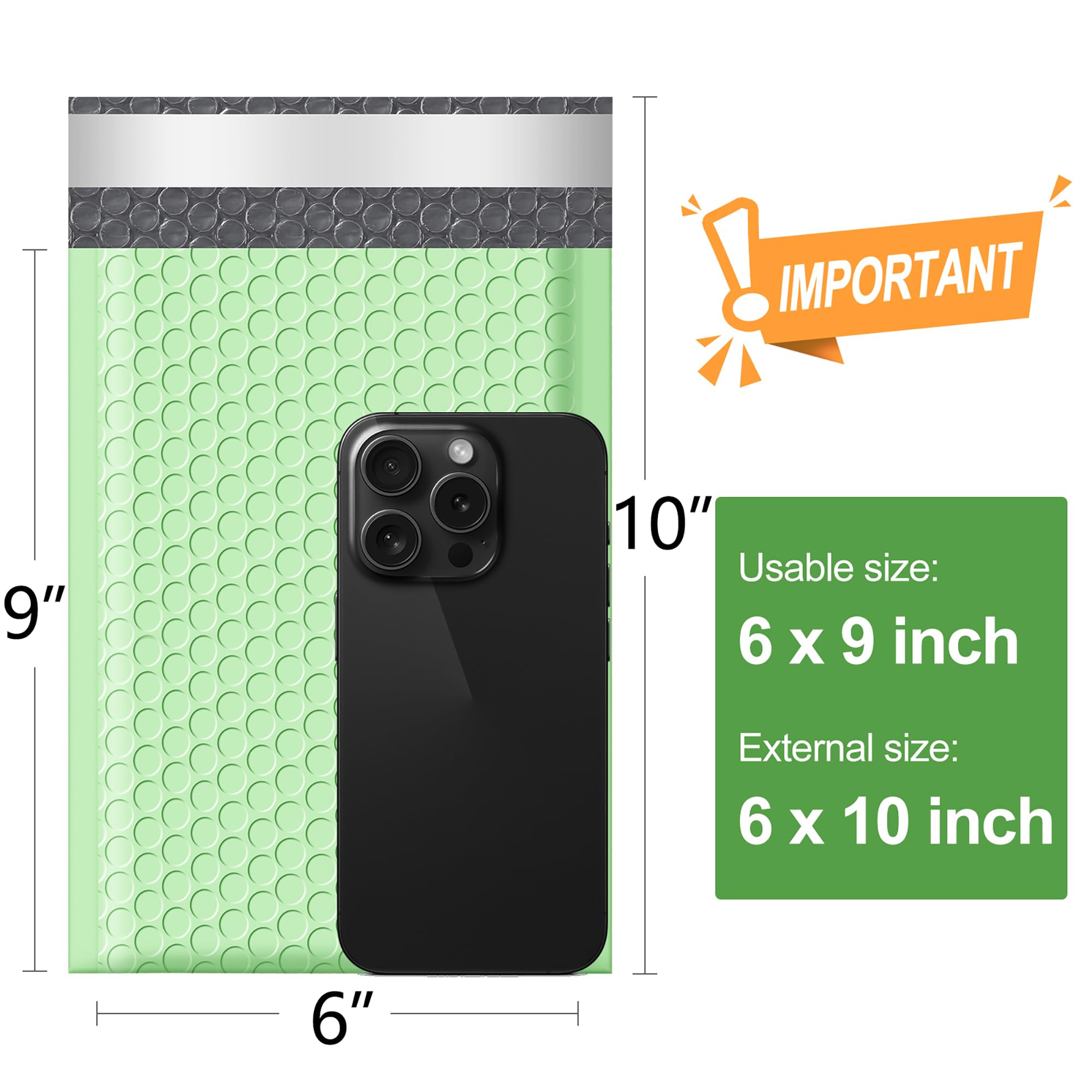 Famagic Luftpolster-Versandtaschen, 15,2 x 25,4 cm, schicke Verpackungsbeutel für kleine Unternehmen, farbige gepolsterte Versandtaschen, blickdicht, matt, selbstklebend, 100 Stück, Nr. 0