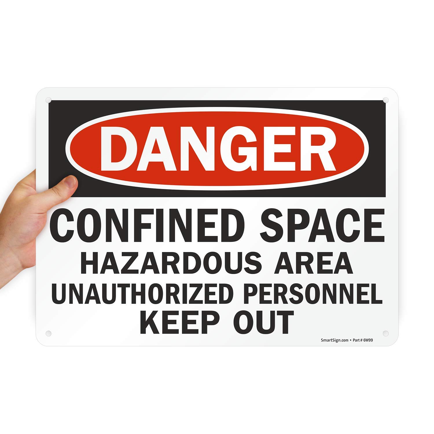 SmartSign 10 x 14 inch “Danger - Confined Space, Hazardous Area, Unauthorized Personnel Keep Out” OSHA Metal Sign, 40 mil Laminated Rustproof Aluminum