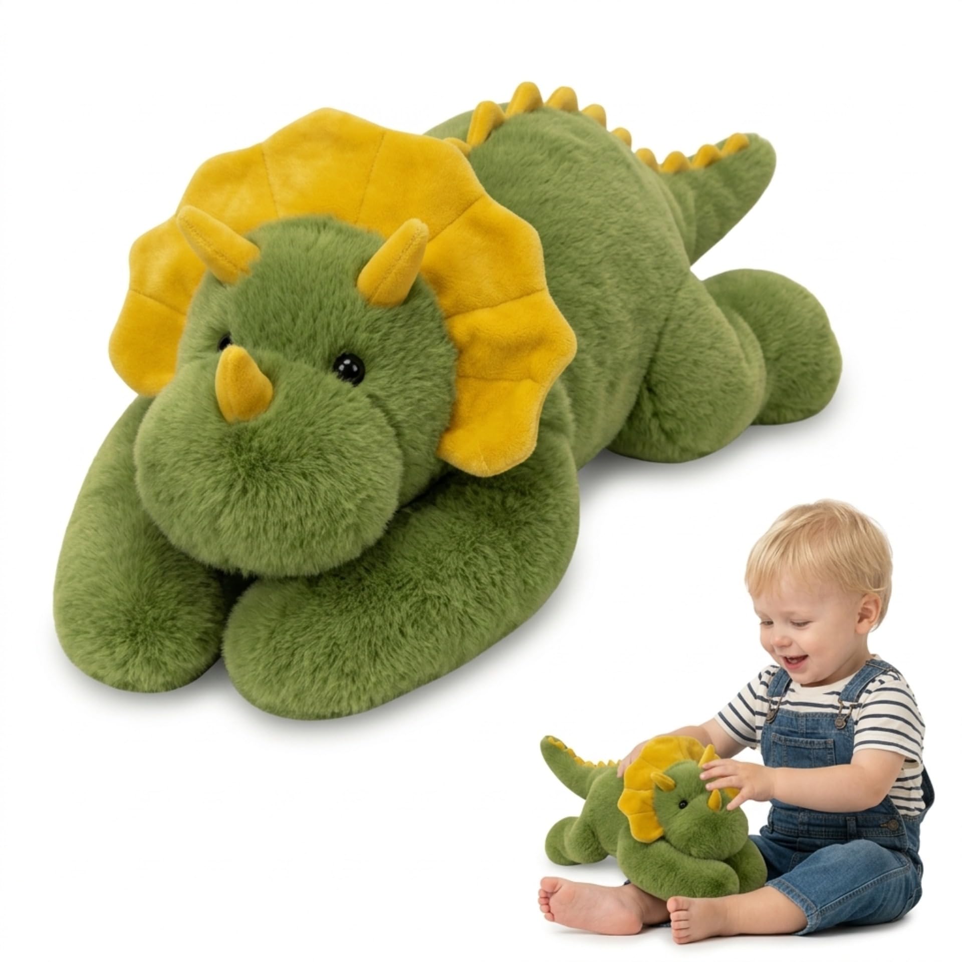 NQXORA Weighted Teddy for Anxiety Relief, Hug a Lumps Soft Stuffed Animal with Glass Beads, Calming Plush Companion for Kids and Adults, Sleep Support Cuddly Toy (Dinosaur,65cm) — image 1