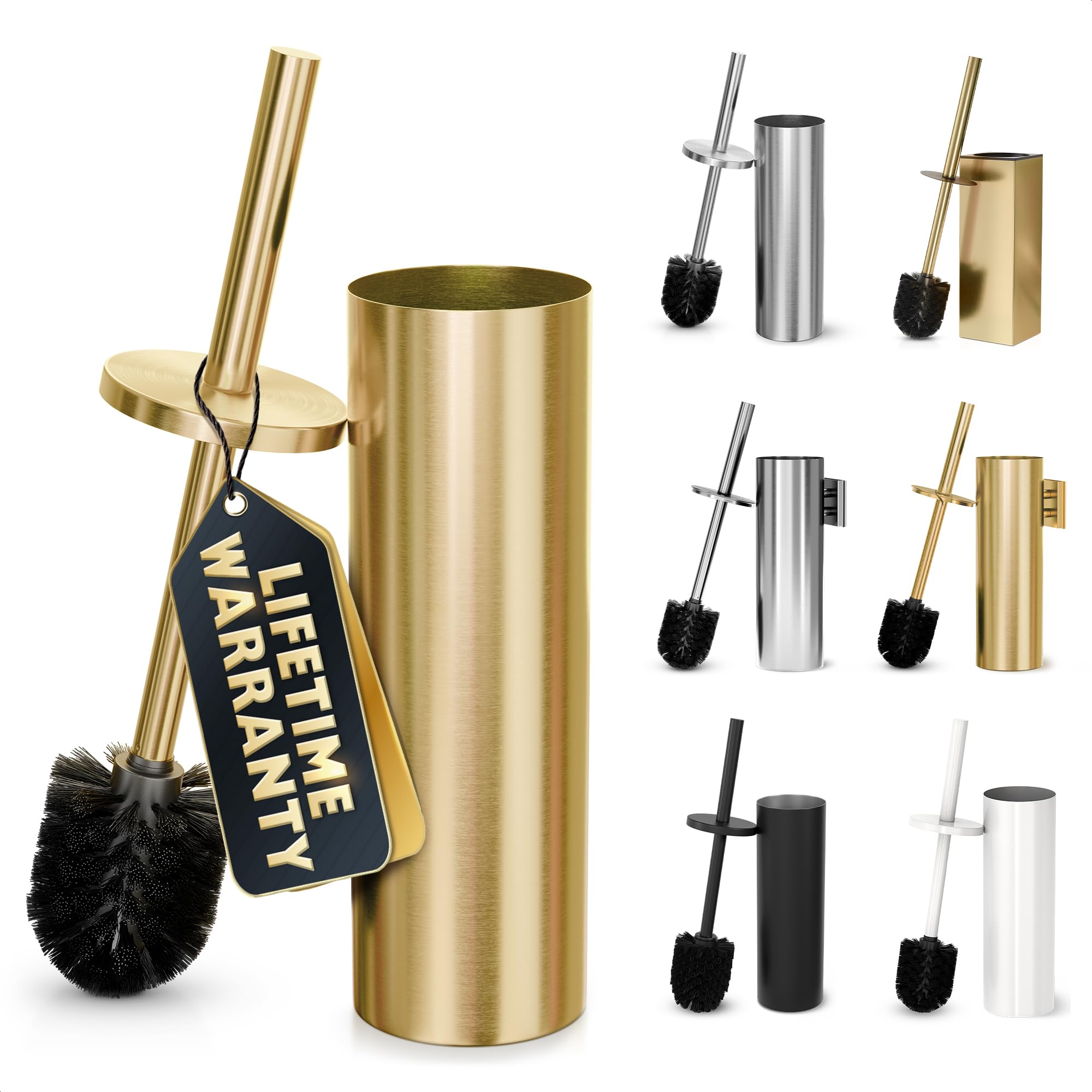 Stainless Steel Toilet Brush and Holder for Bathroom Toilet Bowl Cleaner Brush Set