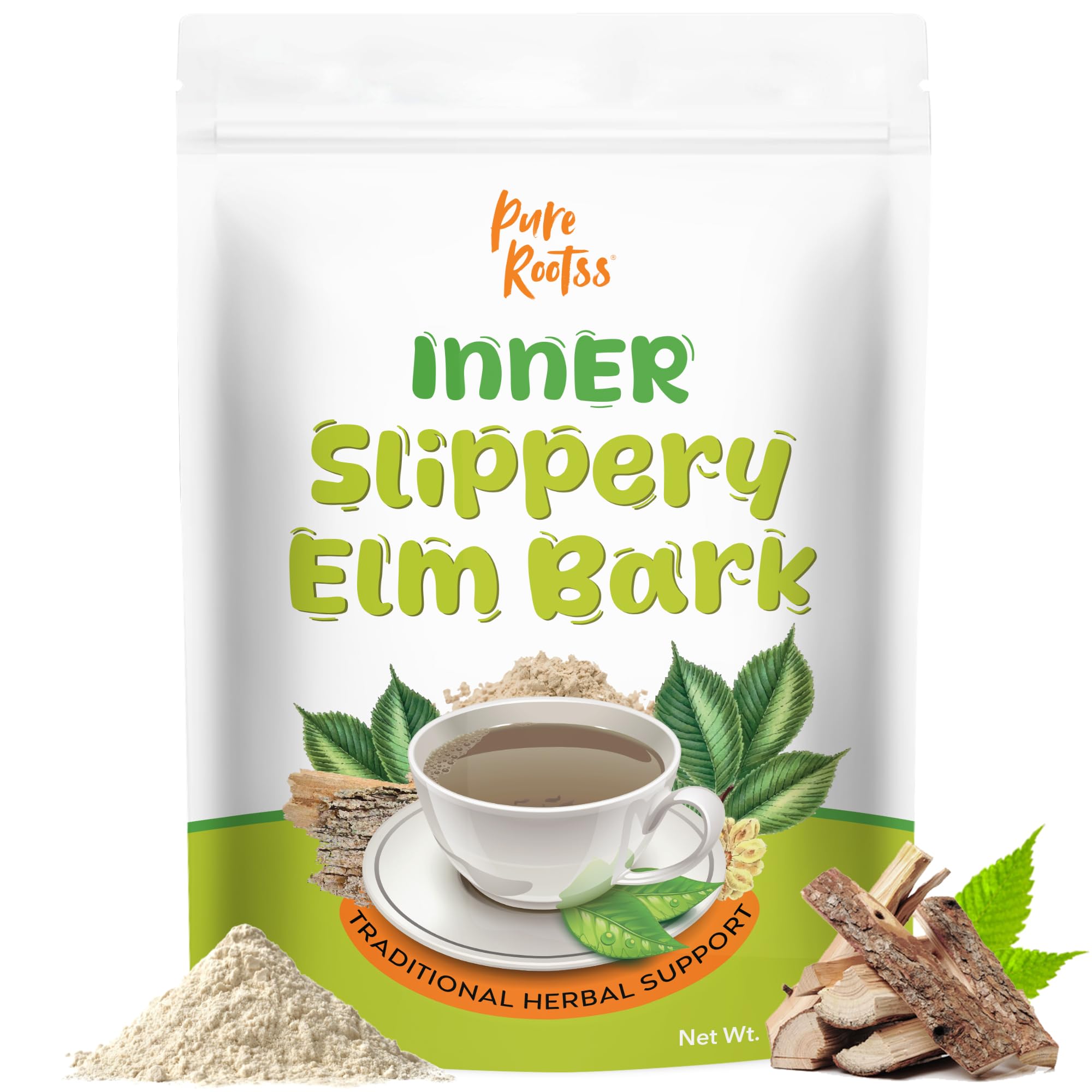 PureRootss Slippery Elm Bark Powder, 1 lb, Superior Inner Bark Source, Natural Herb for Soothing Throat & Coughing, Digestive & Gut Health, Non-GMO, Pet Friendly (Pack 1)