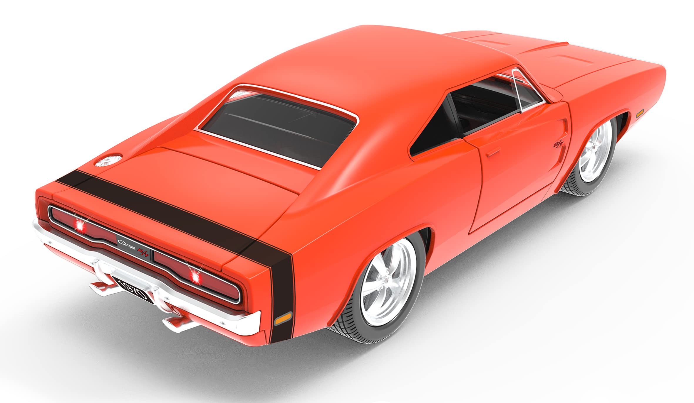JAMARA 402116 Dodge Charger R/T 1970 1:16 2,4GHz drzwi ręcznie licencjonowane, wierne w szczegółach wnętrze, lakierowanie wiernie odwzorowane oryginałem, zdalnie sterowany samochód RC, czerwony