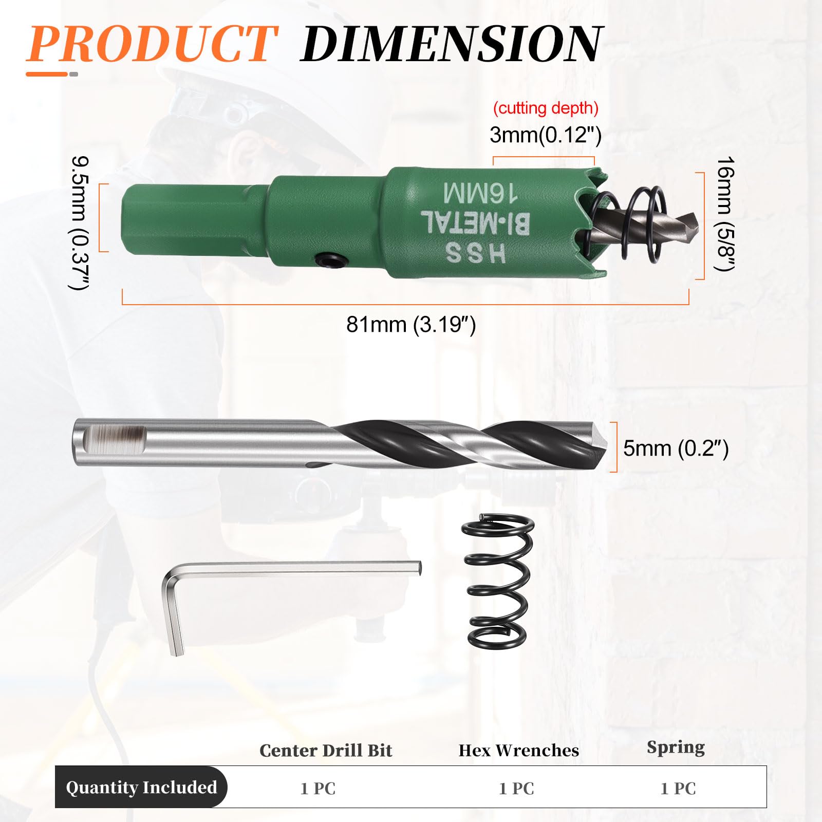 METALLIXITY Bi-Metal Hole Saw 5/8", M42 HSS Circular Head 16mm Hole Cutter with Center Drill Bit - Image 2