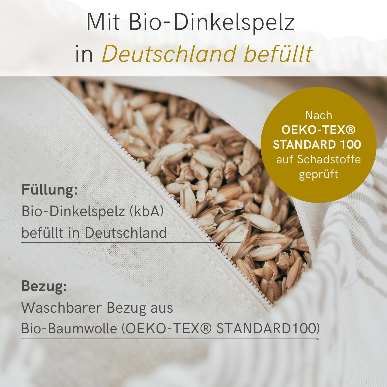 Lotuscrafts® Yoga Rolle Ø24 cm, Yogabolster mit 100% Bio-Dinkelfüllung, Waschbarer Bezug aus Baumwolle, für Yin Restorative Yoga-Übungen, GOTS Zertifiziert