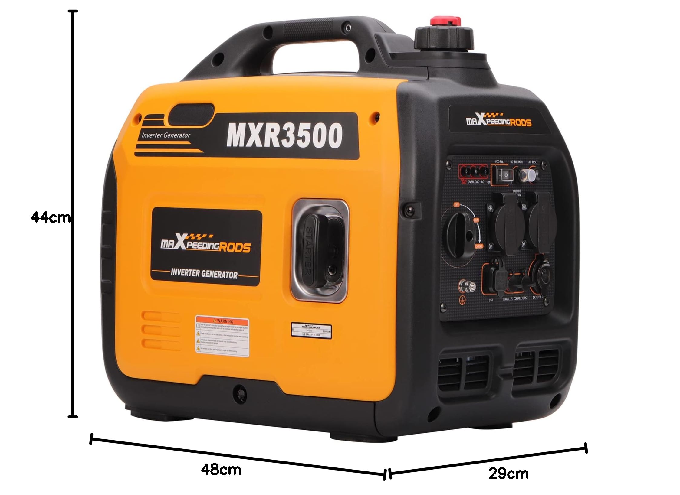 maXpeedingrods 3300W Groupe Electrogene Inverter Essence avec Prises USB et 230V Générateur Electrique 4 Temps Generator Léger Secours pour les Caravanes, Garage, Jardin, Camping