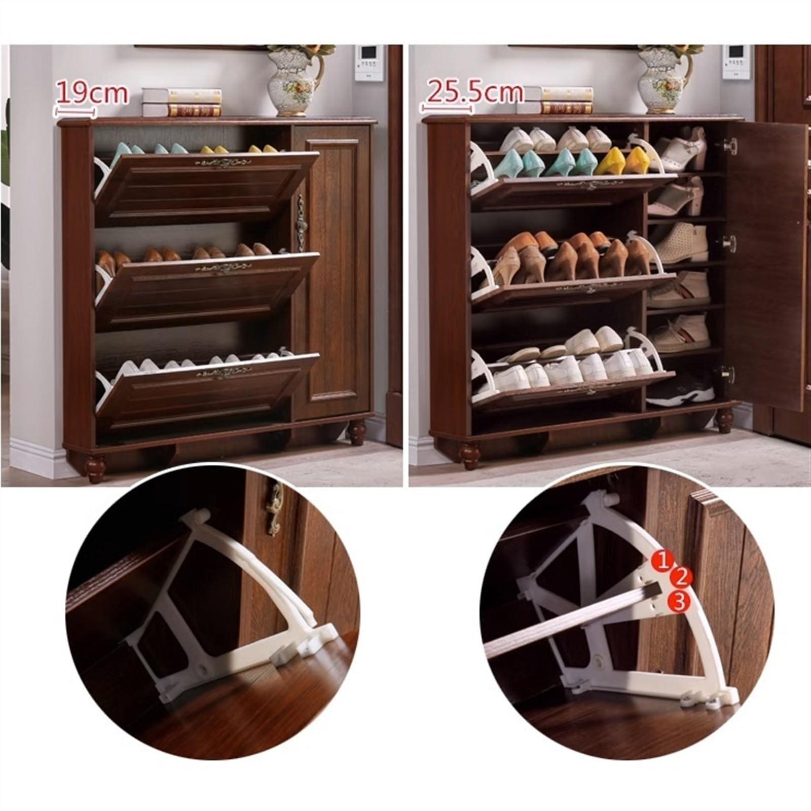 BLuVLy Meuble de Rangement Rustique pour Chaussures : Organiseur Fin avec poignée Vintage pour entrée ou Chambre (90 x 25,5 x 116,5 cm)