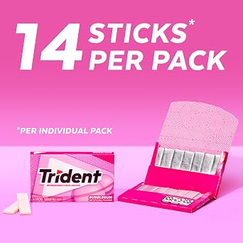 Trident Bubblegum Sugar Free Gum, Travel Accessories, 12 Packs of 14 Pieces (168 Total Pieces)