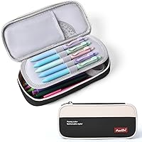 Aen Art Big Capacity Waterproof Pencil Pouch - Organized Sturdy Pen Case for Students, Teens, Adults (Black)