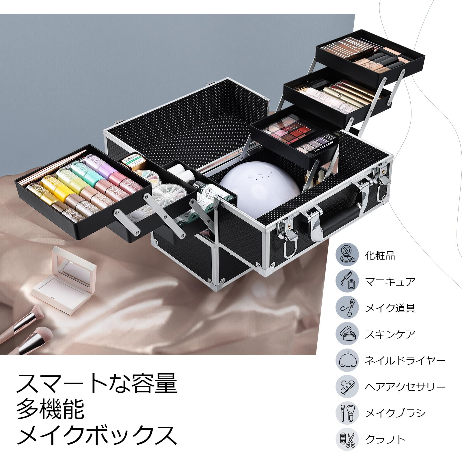 Amazon | Hapilife メイクボックス 化粧品収納ボックス メイク