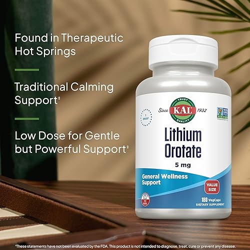 Miniatura 10 de KAL Orotate de litio de 5 miligramos  Baja porción de orrotato de litio quelado para biodisponibilidad y apoyo al estado de ánimo  En base de
