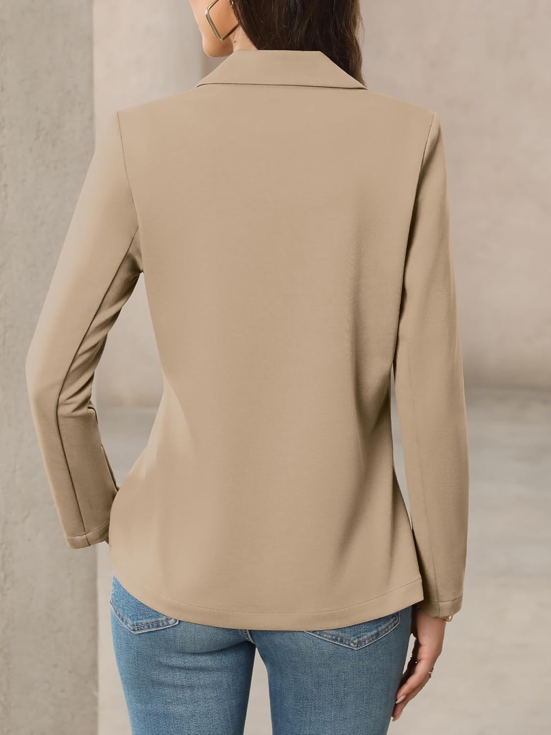 ELLEVEN Women’s Business Casual Open Front Blazers, Stretchy Knit Long Sleeve Blazer Work Office Suit Jackets - Image 3