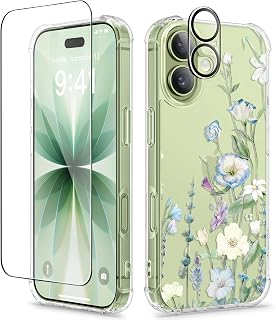 GVIEWIN for iPhone 17 Case Floral Clear Slim Women