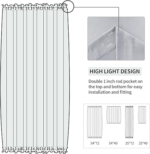 Miniatura 368 de DWCN Cortinas para puerta francesa: cortina térmica con bolsillo para barra para puertas con ventana de cristal, puertas de cocina y patio