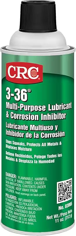 CRC 3-36 Lubricante multiusos y spray inhibidor de corrosión - 11 oz | Lubricante a base de petróleo de acción rápida, desplazamiento de humedad, aflojamiento de óxido, piezas metálicas y protección de instrumentos