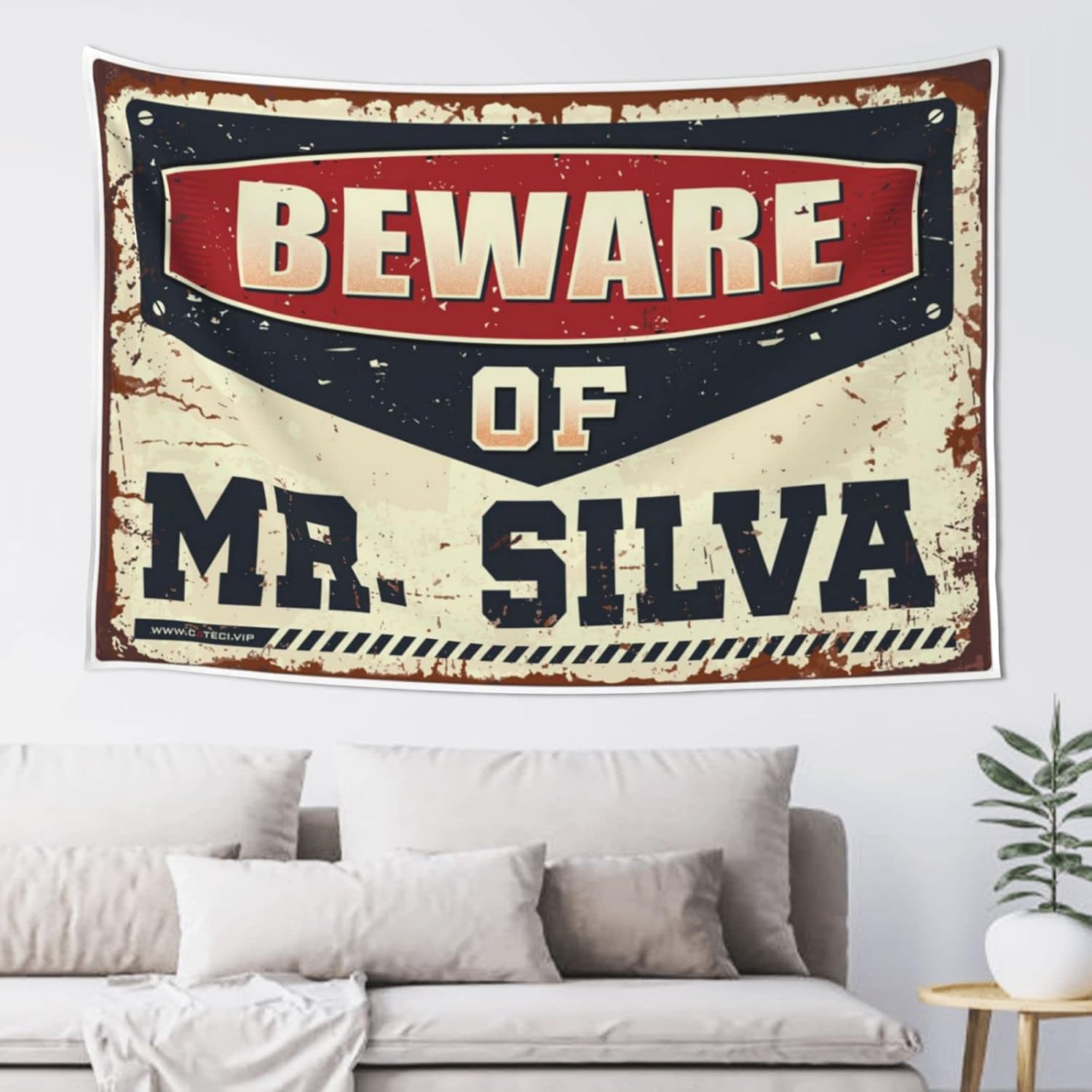 GVNVYFWUY Room Accessories For Teen Boys Beware Of Mr. Silva Tapestry Tapestry Funny Bedroom Door Decorations(75X100CM)